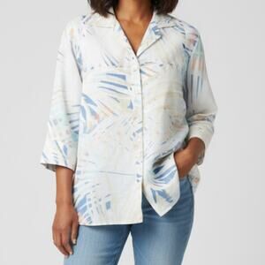 Partners Vintage Hawaiian Blue White Shirt Mens Medium Unisex Womens Large